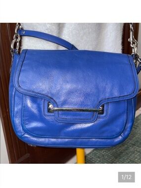 Coach  Taylor Satchel  Crossbody bag Leather  royal blue  Silvertone  hardware